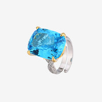 ZIRAVE Jewelry Simulation Aquamarine White Plated Blue Ring