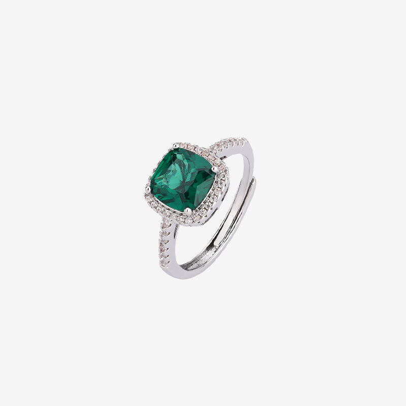 ZIRAVE Jewelry Women's Vintage Imitation Emerald Minimalist Ring