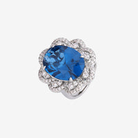 ZIRAVE Jewelry Oval Faux Pink Diamond Double Halo  Ring