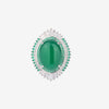 ZIRAVE Jewelry Cabochon Green Agate Simulant Ring