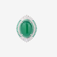 ZIRAVE Jewelry Cabochon Green Agate Simulant Ring