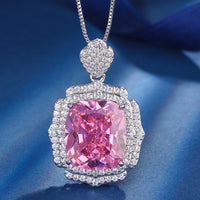 ZIRAVE Jewelry Vintage Simulated Pink Diamond Cushion Nicklace