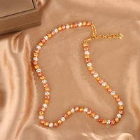 Tri‑Color Textured Bead Necklace