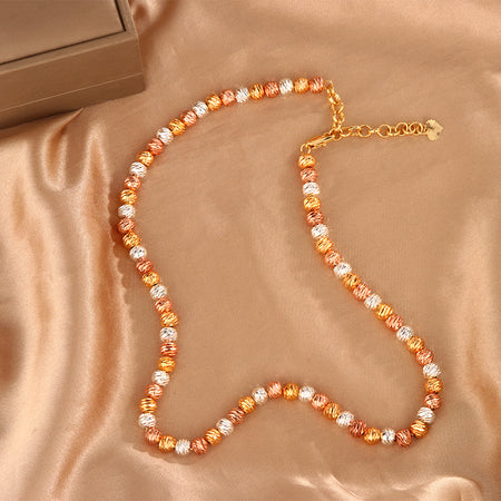 Tri‑Color Textured Bead Necklace