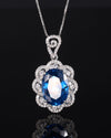 ZIRAVE Jewelry Oval Faux Pink Diamond Double Halo Necklace