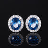 ZIRAVE Jewelry Oval Faux Pink Diamond Double Halo Earrings