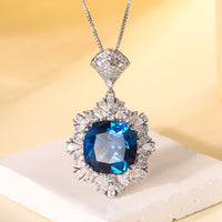 ZIRAVE Jewelry Faux Paraiba Green Fashion Pendant Necklace