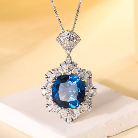 ZIRAVE Jewelry Faux Paraiba Green Fashion Pendant Necklace