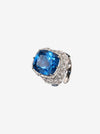 ZIRAVE Jewelry  Cushion-Cut Gemstone Double Halo Full Pave Adjustable Ring (Multi-Color Options)