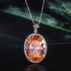 ZIRAVE Jewelry Oval Faux Pink Diamond Double Halo Necklace
