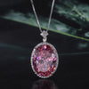 ZIRAVE Jewelry Oval Faux Pink Diamond Double Halo Necklace