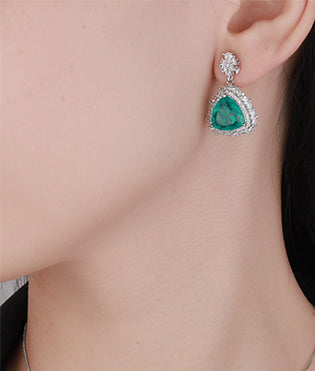 ZIRAVE Jewelry Triangle-Cut Faux Paraiba Tourmaline Earrings