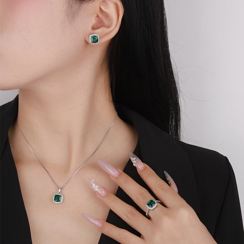 ZIRAVE Jewelry Women's Vintage Imitation Emerald Minimalist Ring