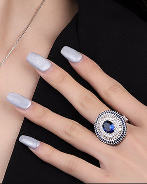 ZIRAVE Jewelry Vintage Simulated Emerald Multi-Halo Ring