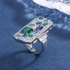 ZIRAVE jewelry simulation color treasure large square color matching diamon rings