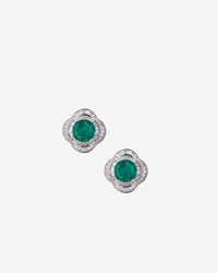 ZIRAVE Jewelry Emerald-Style Clover Halo Earrings