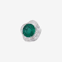 ZIRAVE Jewelry Emerald-Style Clover Halo Ring