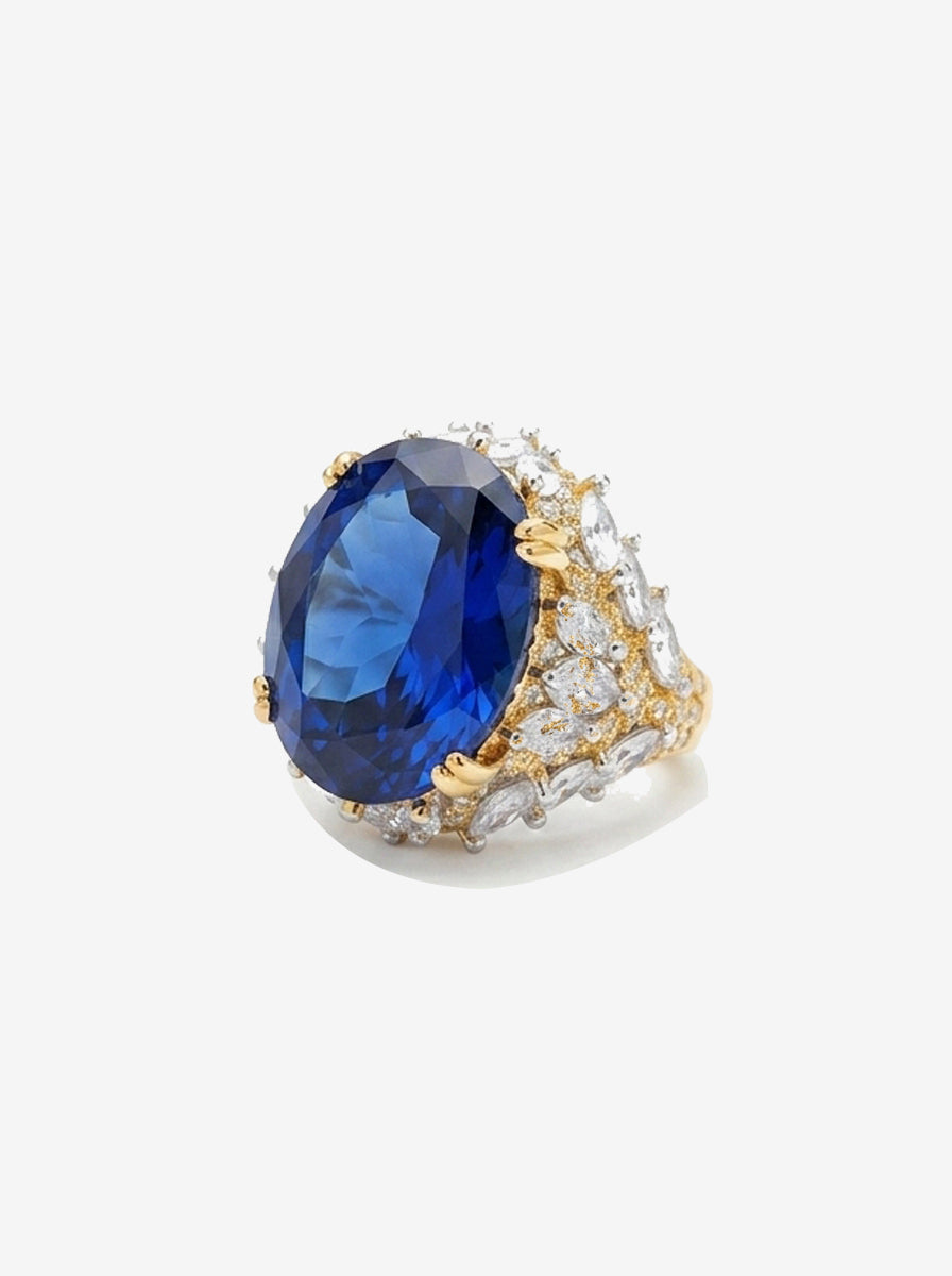 ZIRAVE Jewelry Simulation Blue Glass Diamond Ring