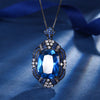ZIRAVE Jewelry Black & Gold Two-Tone Blue & White Diamond Halo Necklace