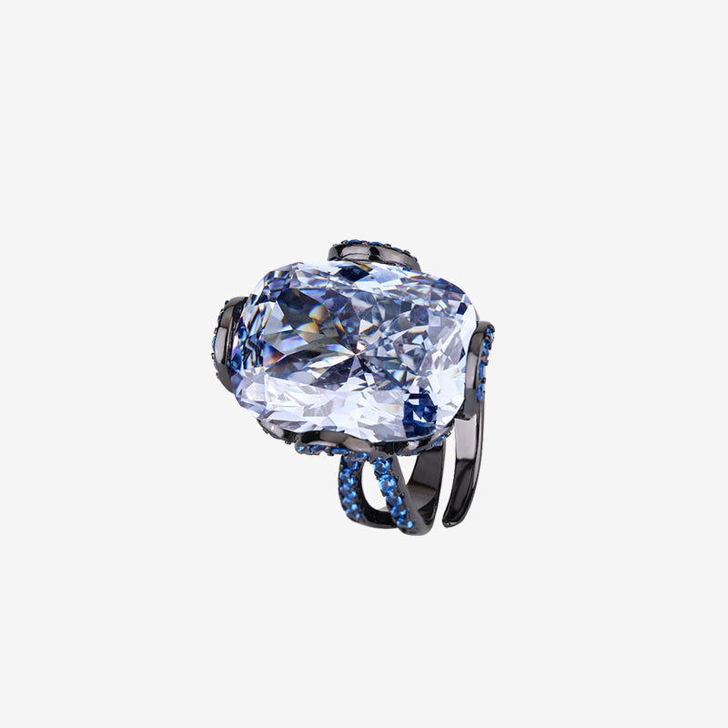 ZIRAVE Jewelry Vintage Simulated Pink Diamond Black Gold Halo Ring