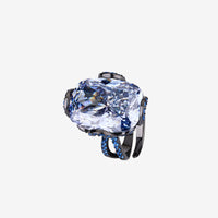 ZIRAVE Jewelry Vintage Simulated Pink Diamond Black Gold Halo Ring
