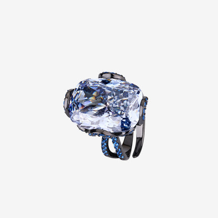 ZIRAVE Jewelry Vintage Simulated Pink Diamond Black Gold Halo Ring
