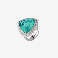 ZIRAVE Jewelry Triangle-Cut Faux Paraiba Tourmaline Ring