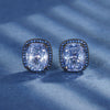 ZIRAVE Jewelry Black & Gold Two-Tone Blue & White Diamond Halo Earrings