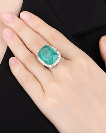 Zirave Jewelry Vintage Simulated Paraiba Cushion  Ring