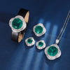 ZIRAVE Jewelry Emerald-Style Clover Halo 4-Piece Jewelry Set