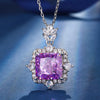 ZIRAVE Jewelry Princess-Cut Simulated Pink Diamond Halo Necklace