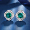 ZIRAVE Jewelry Emerald-Style Clover Halo Earrings