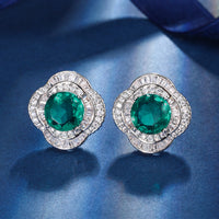 ZIRAVE Jewelry Emerald-Style Clover Halo Earrings