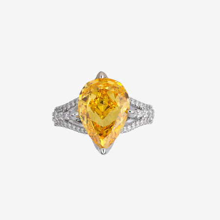 ZIRAVE JewelryTeardrop Colorful Gemstone Split Shank Pave Ring, Adjustable, 2 Colors Available