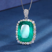 Zirave Jewelry Vintage Simulated Paraiba Cushion Nicklace