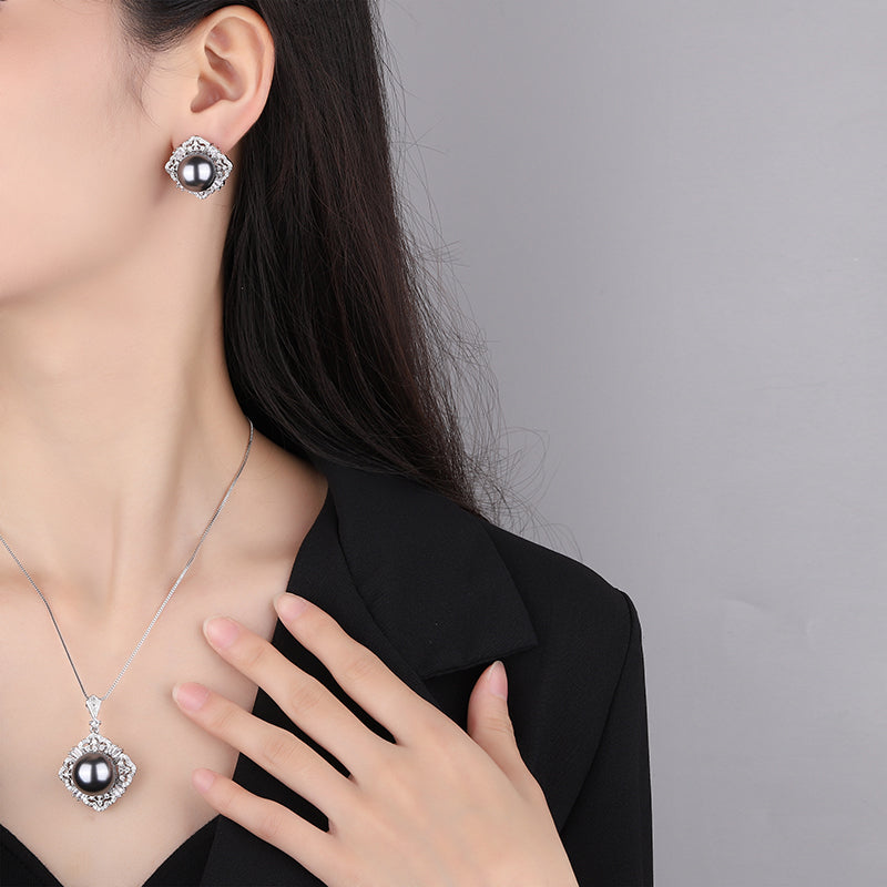 ZIRAVE Jewelry Grey Pearl  Earrings