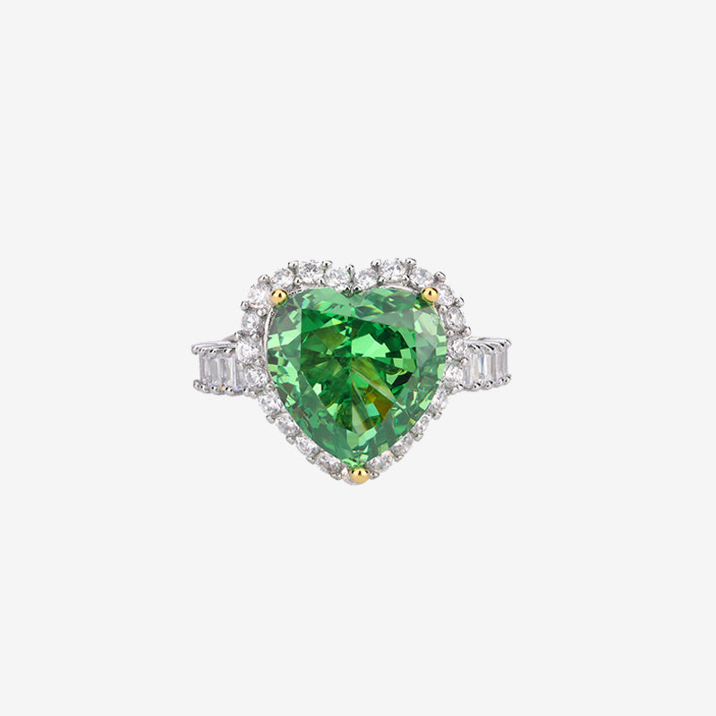 ZIRAVE Jewelry Heart-Shaped Faux Color Gem Halo Ring (Multi-Colors Available)