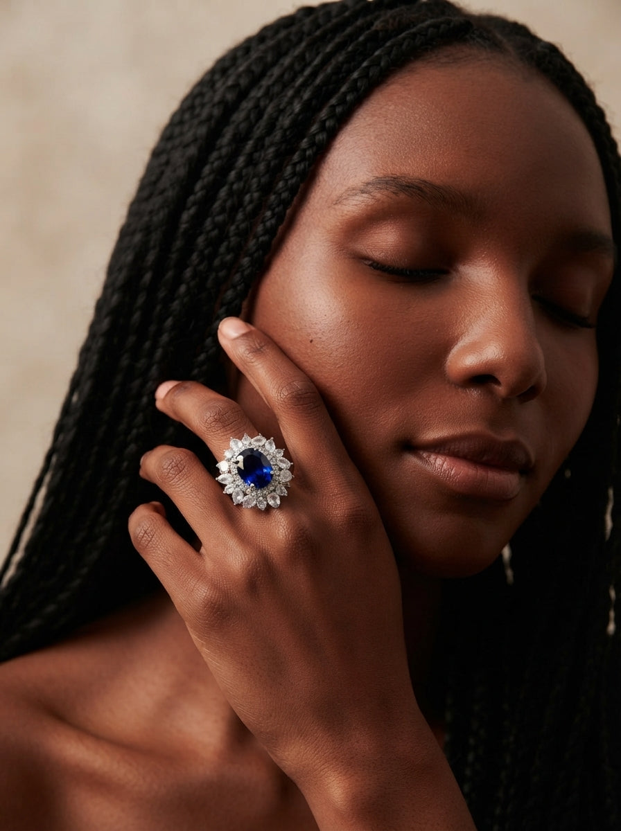 ZIRAVE jewelry retro style simulation paraiba sapphire ring