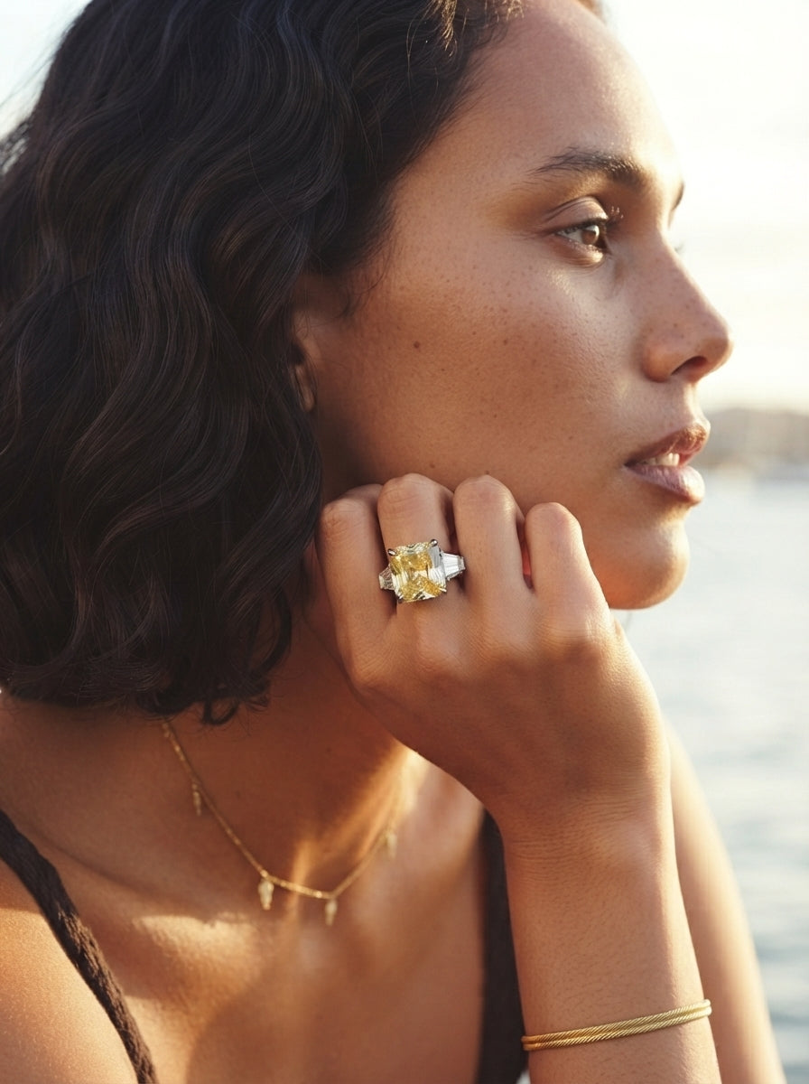 ZIRAVE Cushion-Cut Pink Simulated Gemstone Statement Ring