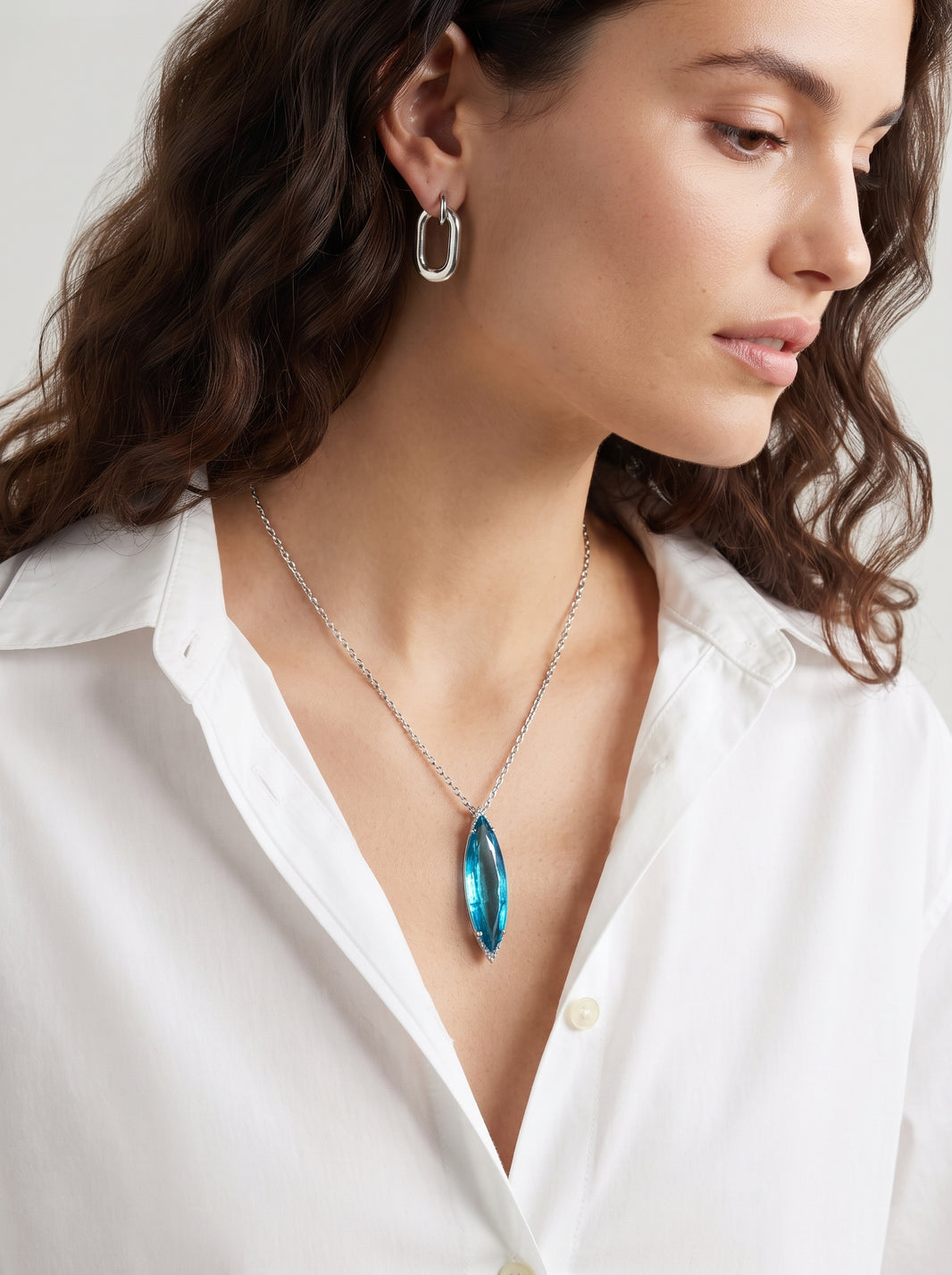 ZIRAVE Jewelry  Marquise-Cut Simulated Paraiba Gemstone Nicklace