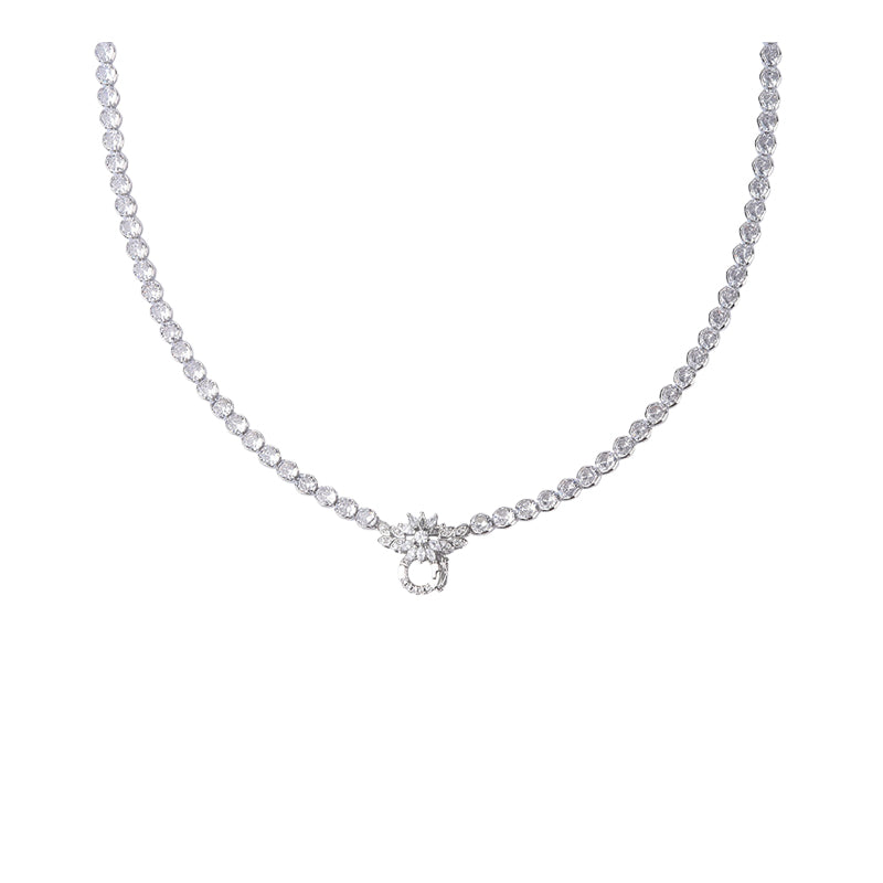 ZIRAVE Jewelry  Simulated Diamond Tennis Necklace with Pendant Setting