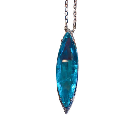 ZIRAVE Jewelry  Marquise-Cut Simulated Paraiba Gemstone Nicklace