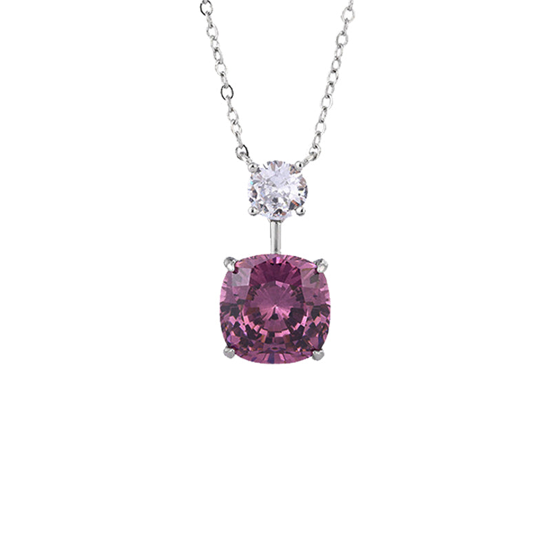 ZIRAVE Jewelry Cushion-Cut Faux Pink Diamond Necklace