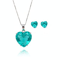 ZIRAVE Jewelry Simulation Paraiba Gemstone Heart Set