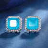 ZIRAVE Jewelry  3-Color Cushion-Cut Gemstone Double Halo Earrings