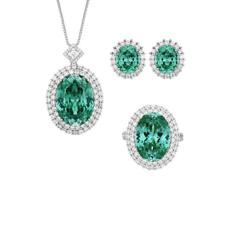 ZIRAVE Jewelry Imitation Para Green Jewelry Set