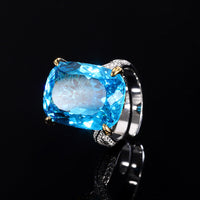 ZIRAVE Jewelry Simulation Aquamarine White Plated Blue Ring
