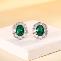 ZIRAVE jewelry copper bottom gold plating simulation emerald retro Earrings