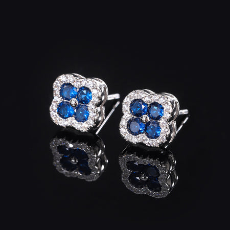 ZIRAVE Jewelry Four-Leaf Clover Simulated Gemstone Stud Earrings