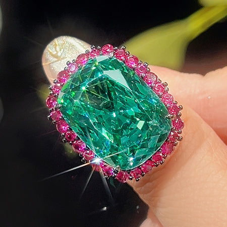 Zirave Jewelry Vintage Simulated Paraiba Cushion  Ring
